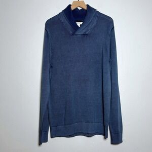 Goodthreads NEW Mens Pullover Sweater L Tall Blue Cotton Preppy Thick Cabincore